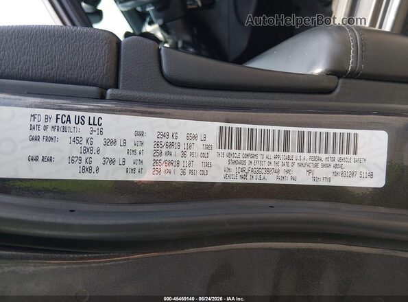 1C4RJFAG3GC380740 2016 JEEP GRAND CHEROKEE Серый Вид подкапотного пространства