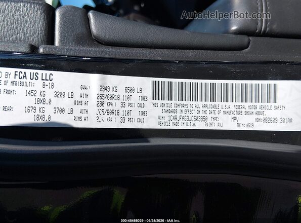 1C4RJFAG3JC503850 2018 JEEP GRAND CHEROKEE Черный Вид подкапотного пространства