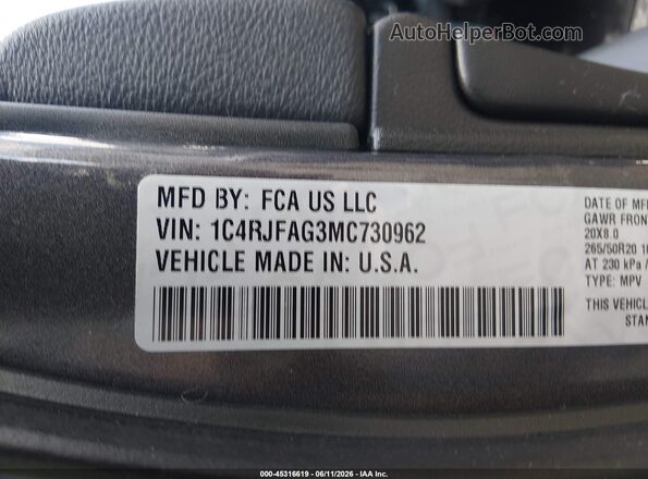 1C4RJFAG3MC730962 2021 JEEP GRAND CHEROKEE Gray Widok komory silnika