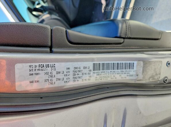 1C4RJFAG5GC332172 2016 JEEP GRAND Silver Вид наклейки з VIN-кодом