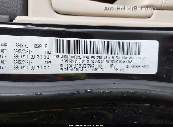 1C4RJFAG5JC177467 2018 JEEP GRAND CHEROKEE Черный 