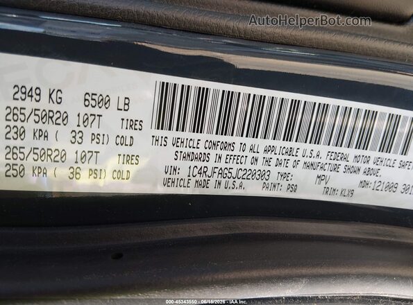 1C4RJFAG5JC220303 2018 JEEP GRAND CHEROKEE Серый 