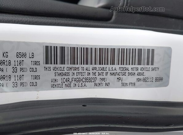 1C4RJFAG6HC959237 2017 JEEP GRAND CHEROKEE Белый Вид подкапотного пространства
