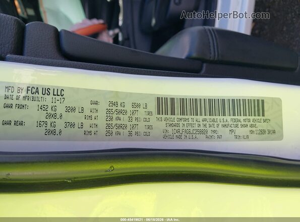 1C4RJFAG6JC258820 2018 JEEP GRAND CHEROKEE Белый Вид подкапотного пространства