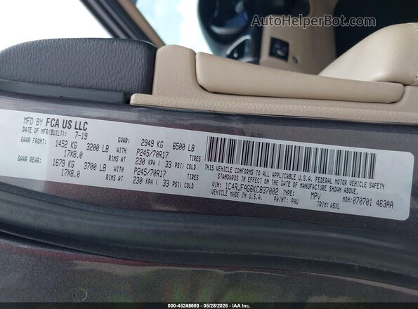 1C4RJFAG6KC837002 2019 JEEP GRAND CHEROKEE Gray Vista del compartimento del motor