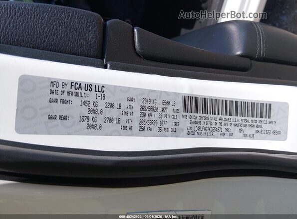 1C4RJFAG7KC654871 2019 JEEP GRAND CHEROKEE White Widok komory silnika