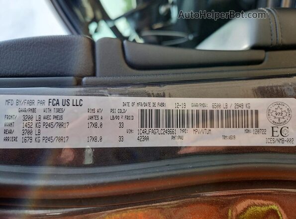 1C4RJFAG7LC249661 2020 JEEP GRAND Gray Вид підкапотного простору