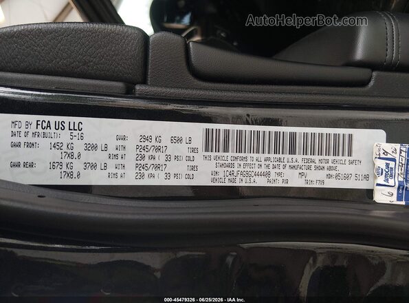1C4RJFAG9GC444408 2016 JEEP GRAND CHEROKEE Black Շարժիչի բաժամունքի տեսք