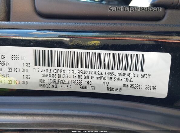 1C4RJFAG9JC170280 2018 JEEP GRAND CHEROKEE Black Շարժիչի բաժամունքի տեսք
