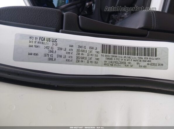 1C4RJFAG9JC350536 2018 JEEP GRAND CHEROKEE White Շարժիչի բաժամունքի տեսք
