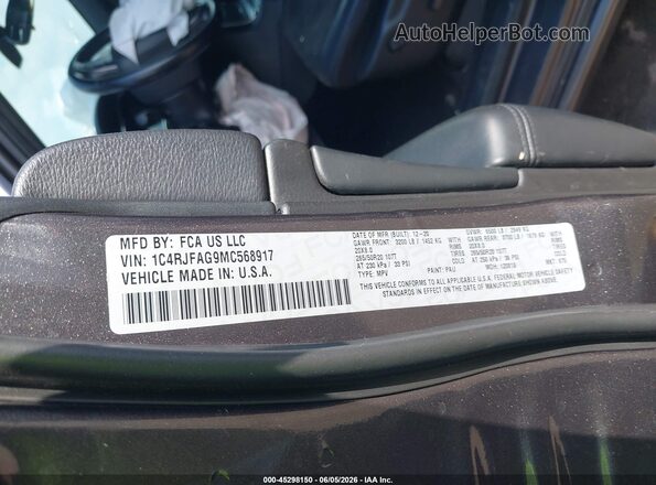 1C4RJFAG9MC568917 2021 JEEP GRAND CHEROKEE Gray ძრავის განყოფილების ხედი