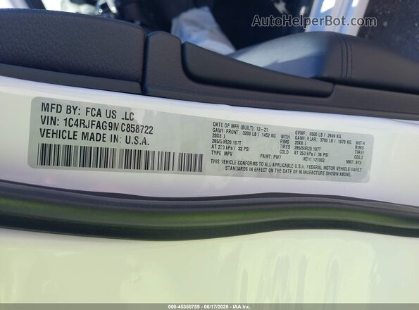 1C4RJFAG9MC858722 2021 JEEP GRAND CHEROKEE Белый Вид подкапотного пространства