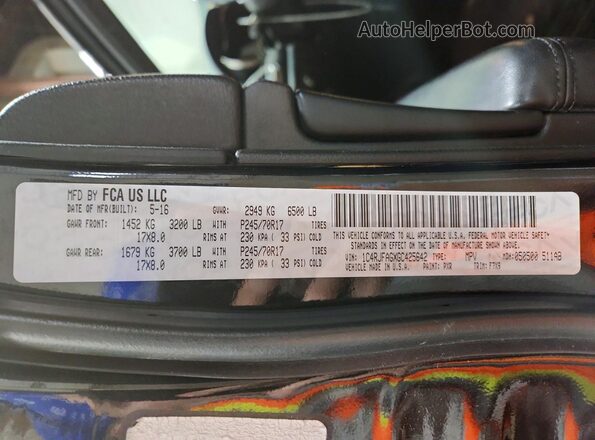 1C4RJFAGXGC425642 2016 JEEP GRAND Black სალონის 360-გრადუსიანი ხედი