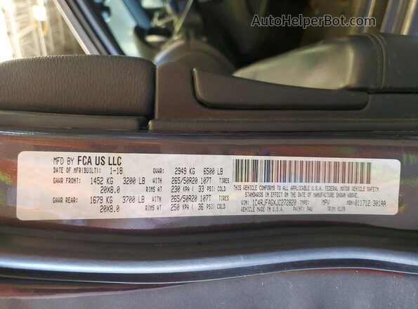 1C4RJFAGXJC272820 2018 JEEP GRAND Gray Панорамний вид салону 360°