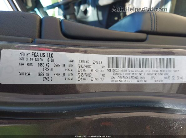 1C4RJFAGXJC507040 2018 JEEP GRAND CHEROKEE Gray Շարժիչի բաժամունքի տեսք