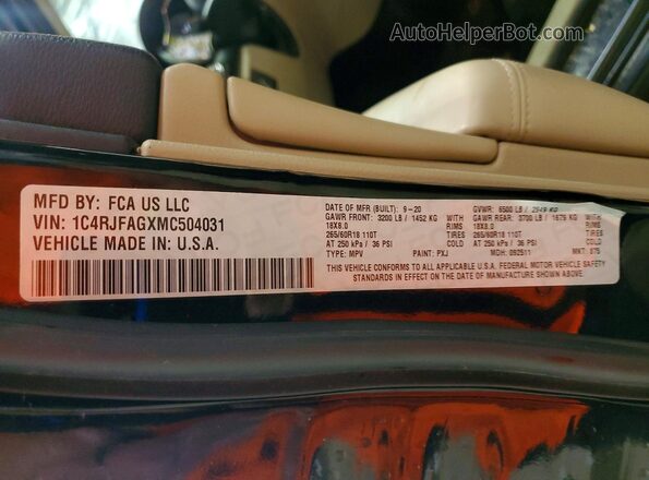 1C4RJFAGXMC504031 2021 JEEP GRAND Black 360 interior view