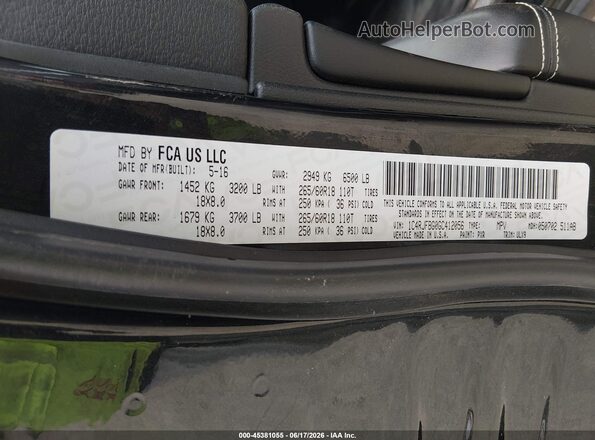 1C4RJFBG0GC412056 2016 JEEP GRAND CHEROKEE Black Widok komory silnika