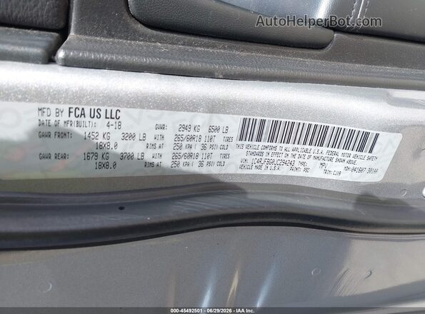 1C4RJFBG0JC294243 2018 JEEP GRAND CHEROKEE Gray Вид підкапотного простору