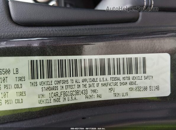 1C4RJFBG1GC381433 2016 JEEP GRAND CHEROKEE Gray Widok komory silnika