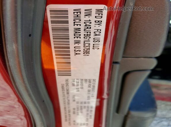 1C4RJFBG1LC375951 2020 JEEP GRAND Maroon VIN კოდის სტიკერის ხედი