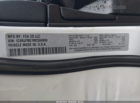 1C4RJFBG1MC504899 2021 JEEP GRAND CHEROKEE White Engine compartment view