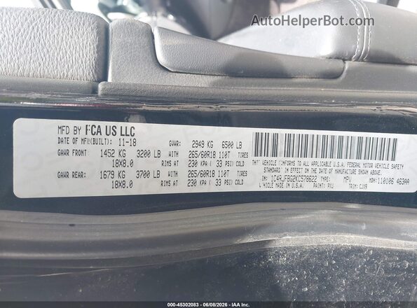 1C4RJFBG2KC578622 2019 JEEP GRAND CHEROKEE Black Widok komory silnika