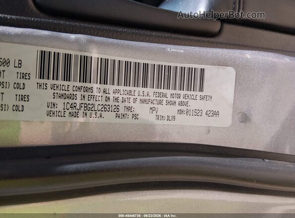 1C4RJFBG2LC263126 2020 JEEP GRAND CHEROKEE Silver Շարժիչի բաժամունքի տեսք