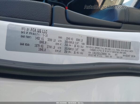 1C4RJFBG3JC398998 2018 JEEP GRAND CHEROKEE White Вид підкапотного простору
