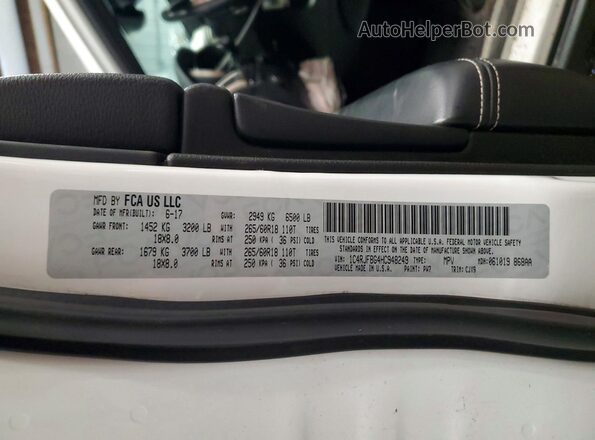 1C4RJFBG4HC948249 2017 JEEP GRAND White Вид наклейки з VIN-кодом