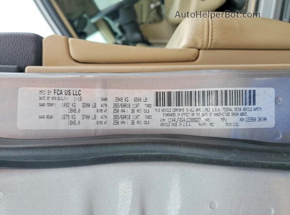 1C4RJFBG4JC289627 2018 JEEP GRAND Silver Սալոնի 360 աստիճան տեսք