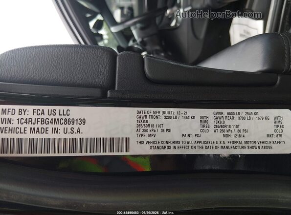 1C4RJFBG4MC869139 2021 JEEP GRAND CHEROKEE Black Vista del compartimento del motor