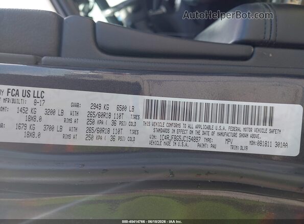 1C4RJFBG5JC154897 2018 JEEP GRAND CHEROKEE Gray Вид підкапотного простору