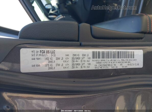 1C4RJFBG6GC389110 2016 JEEP GRAND CHEROKEE Gray Շարժիչի բաժամունքի տեսք