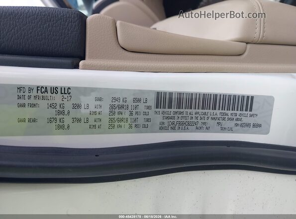 1C4RJFBG6HC822247 2017 JEEP GRAND CHEROKEE White Widok komory silnika
