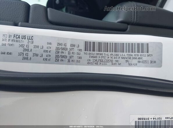 1C4RJFBG6JC225783 2018 JEEP GRAND CHEROKEE White Vista del compartimento del motor