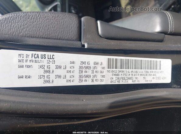1C4RJFBG6LC240853 2020 JEEP GRAND CHEROKEE Черный Вид подкапотного пространства