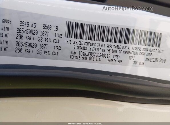 1C4RJFBG7GC340112 2016 JEEP GRAND CHEROKEE Белый Вид подкапотного пространства