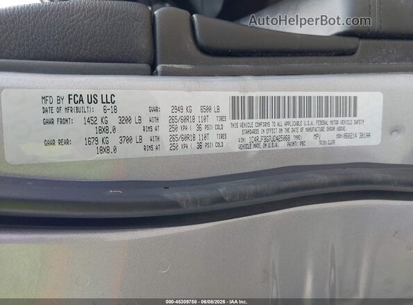 1C4RJFBG7JC425068 2018 JEEP GRAND CHEROKEE Gray Widok komory silnika