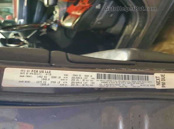 1C4RJFBG7KC762597 2019 JEEP GRAND Gray VIN sticker view