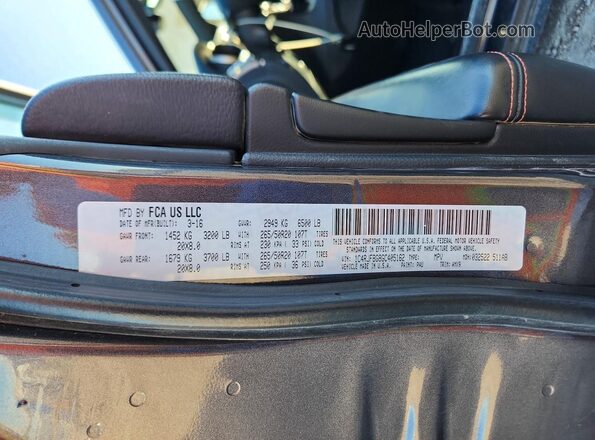 1C4RJFBG8GC405162 2016 JEEP GRAND Charcoal Widok naklejki z numerem VIN
