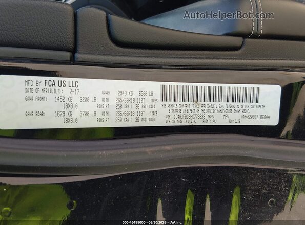 1C4RJFBG8HC776839 2017 JEEP GRAND CHEROKEE Black Вид підкапотного простору