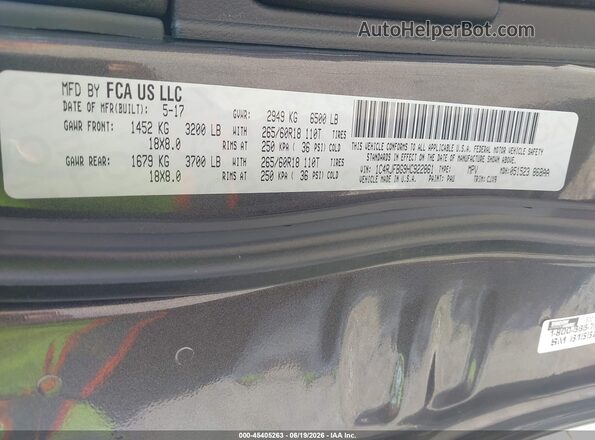 1C4RJFBG9HC922861 2017 JEEP GRAND CHEROKEE Gray Vista del compartimento del motor