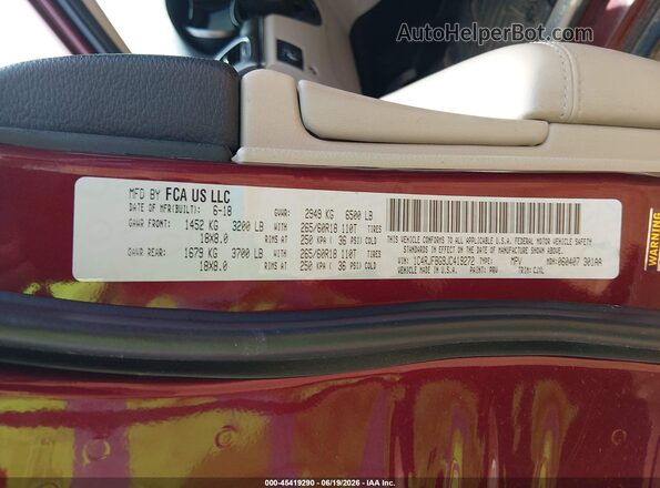 1C4RJFBG9JC419272 2018 JEEP GRAND CHEROKEE Maroon Engine compartment view