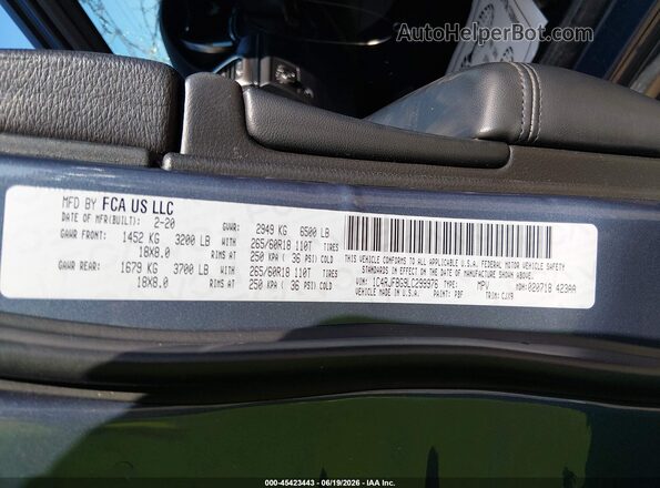 1C4RJFBG9LC299976 2020 JEEP GRAND CHEROKEE Blue ძრავის განყოფილების ხედი