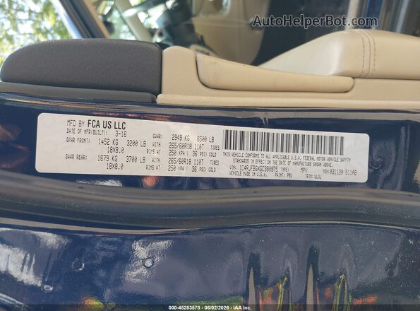 1C4RJFBGXGC380975 2016 JEEP GRAND CHEROKEE Blue Շարժիչի բաժամունքի տեսք
