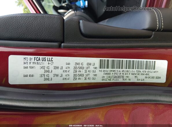 1C4RJFCG0HC855792 2017 JEEP GRAND CHEROKEE Maroon Widok komory silnika