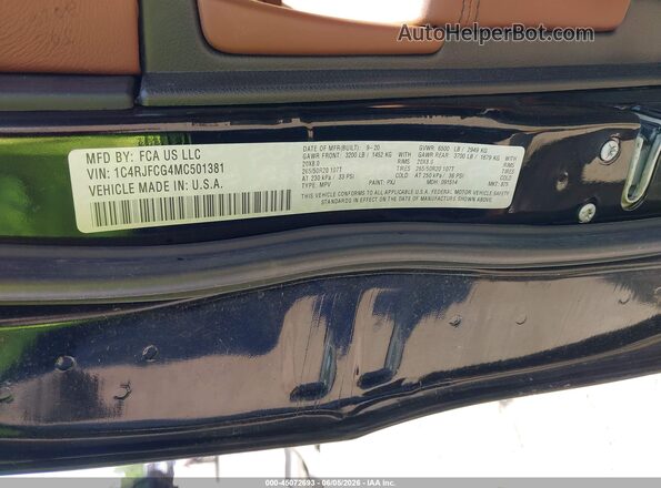 1C4RJFCG4MC501381 2021 JEEP GRAND CHEROKEE Black Engine compartment view