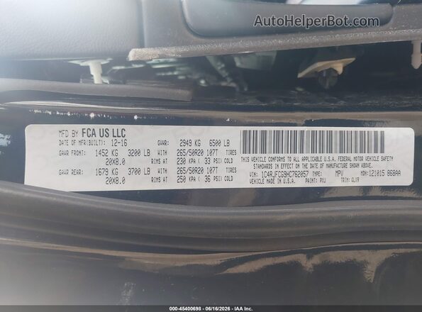 1C4RJFCG9HC762057 2017 JEEP GRAND CHEROKEE Black Вид підкапотного простору