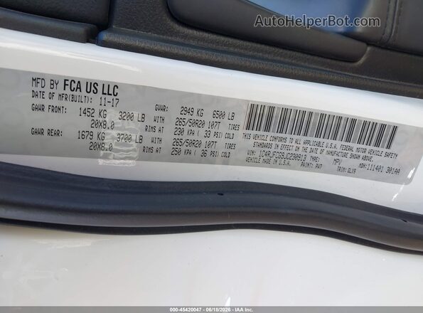 1C4RJFCG9JC230913 2018 JEEP GRAND CHEROKEE White Engine compartment view
