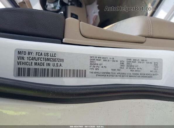 1C4RJFCT6MC507289 2021 JEEP GRAND CHEROKEE White ძრავის განყოფილების ხედი